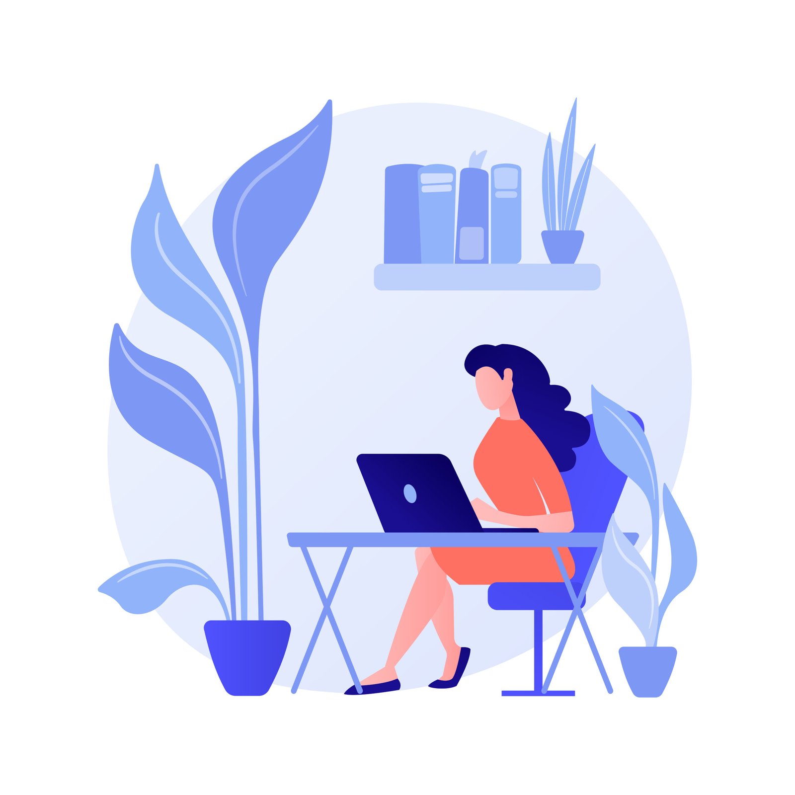 biophilic design in workspace abstract concept vector illustration.