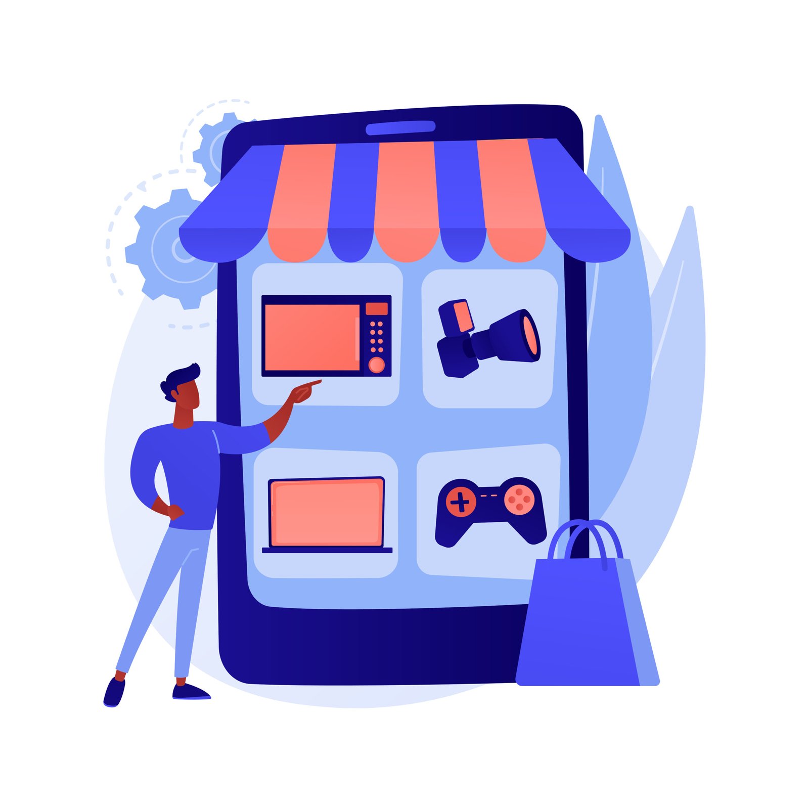 online flea market abstract concept vector illustration.